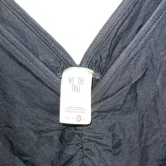 FREE PEOPLE black V-neck gathered front long bell sleeve top shirt - Picture 11 of 12